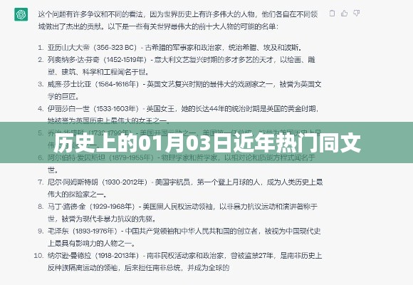 历史上的01月03日,探寻近年热门事件与同文起源